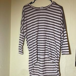 Brown and white mid sleeve blouse